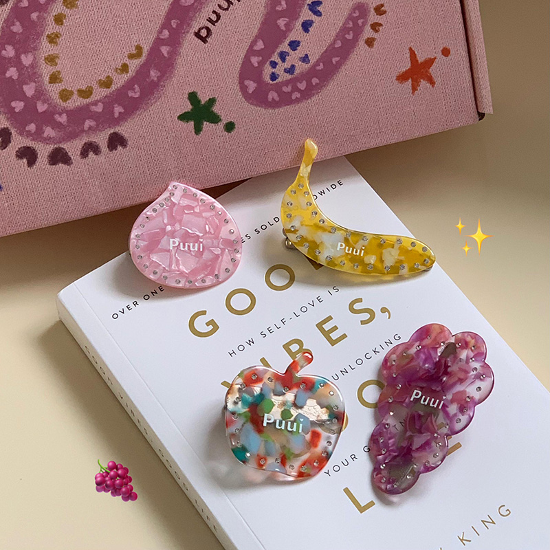 puui原创生活发夹春夏甜美小众醋酸边夹鸭嘴夹刘海夹ins水果可爱