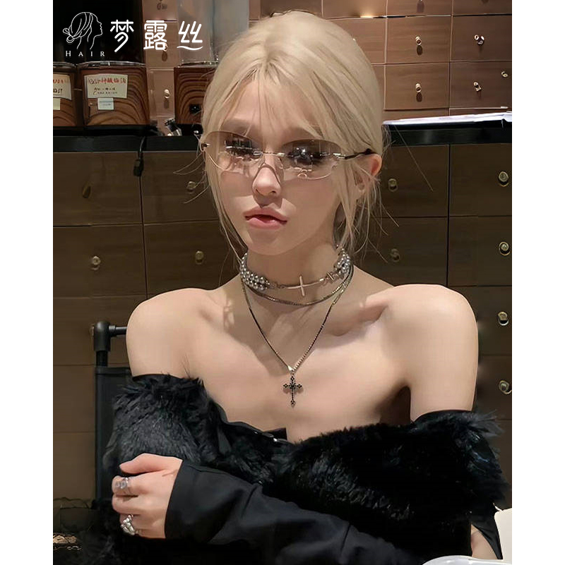 小圆【奶茶米灰】假发女前额蕾丝灰金长直发轻薄透气仿真自然假发BD