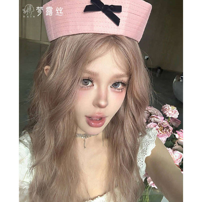 小圆T【doll】假发女豆沙粉长卷发气质减龄公主羊毛卷优雅仿真假发T