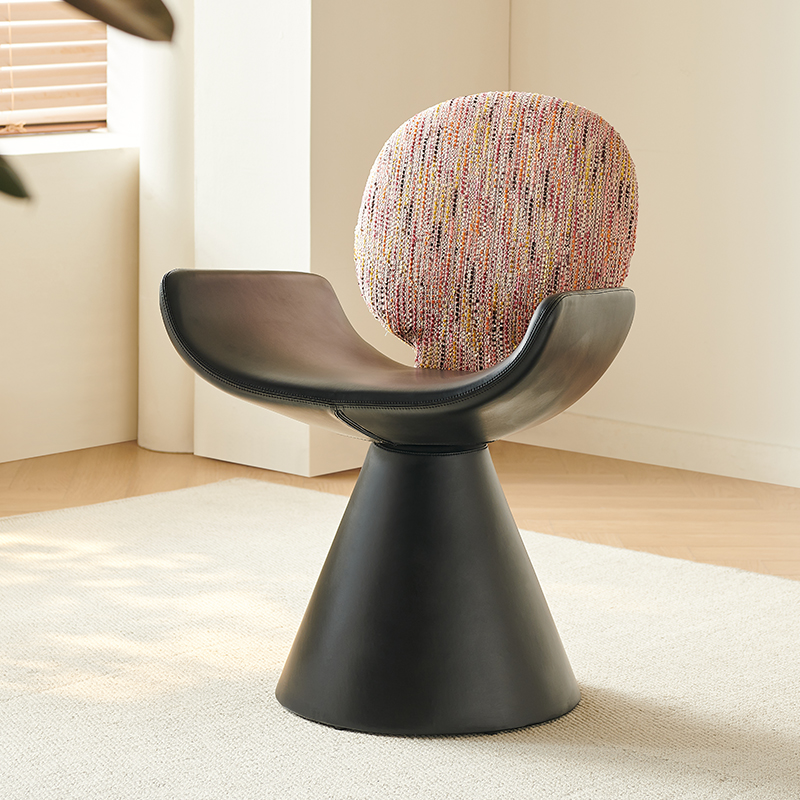 新款360度旋转创意设计师高端意式餐椅化妆椅休闲皮布单椅极简椅