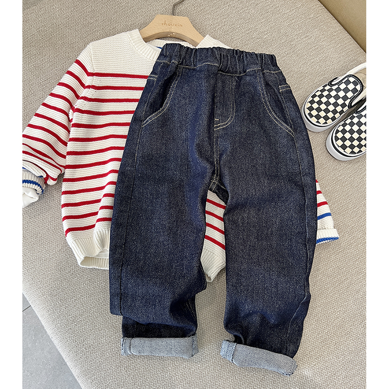 经典百搭  原牛色儿童中大童帅气休闲百搭牛仔裤弹力牛仔男童装