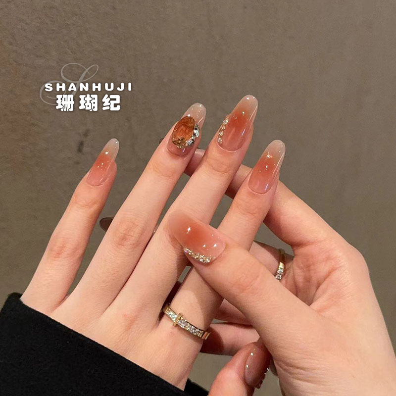 【杜莎】珊瑚纪显白美甲腮红气质简约ins冰透温柔纯手工穿戴甲