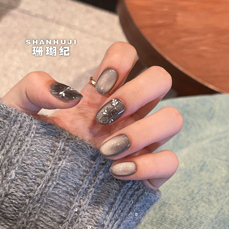 【清冷玫瑰】珊瑚纪显白流行美甲气质简约温柔玫瑰ins猫眼穿戴甲