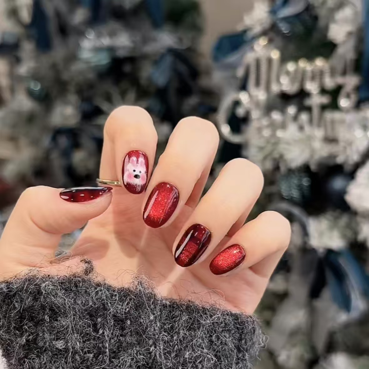 【西高地】珊瑚纪显白可爱小狗美甲ins气质温柔纯手工AB穿戴甲