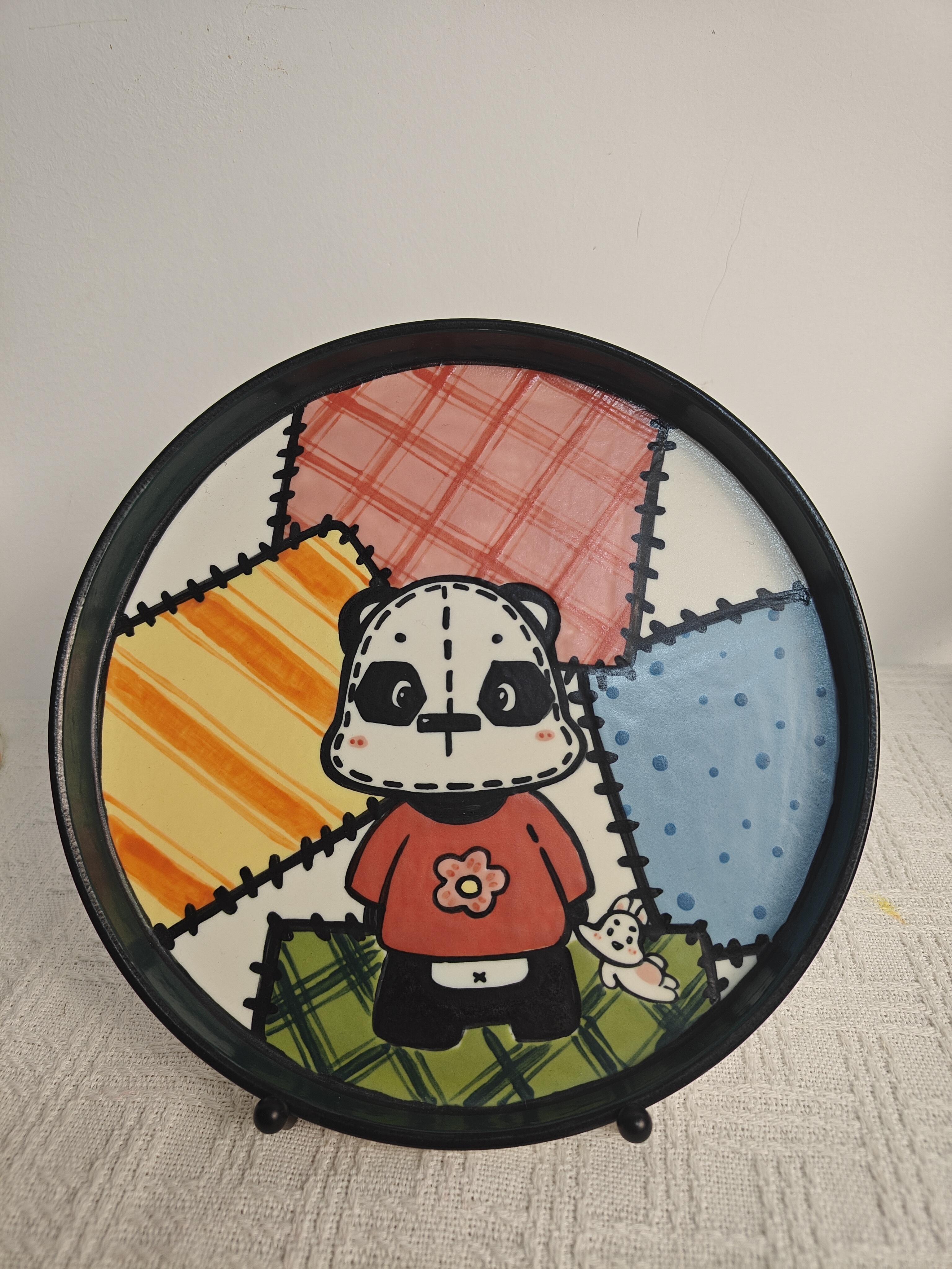 景德镇创意陶瓷盘子可爱菜盘深盘防滑圆形