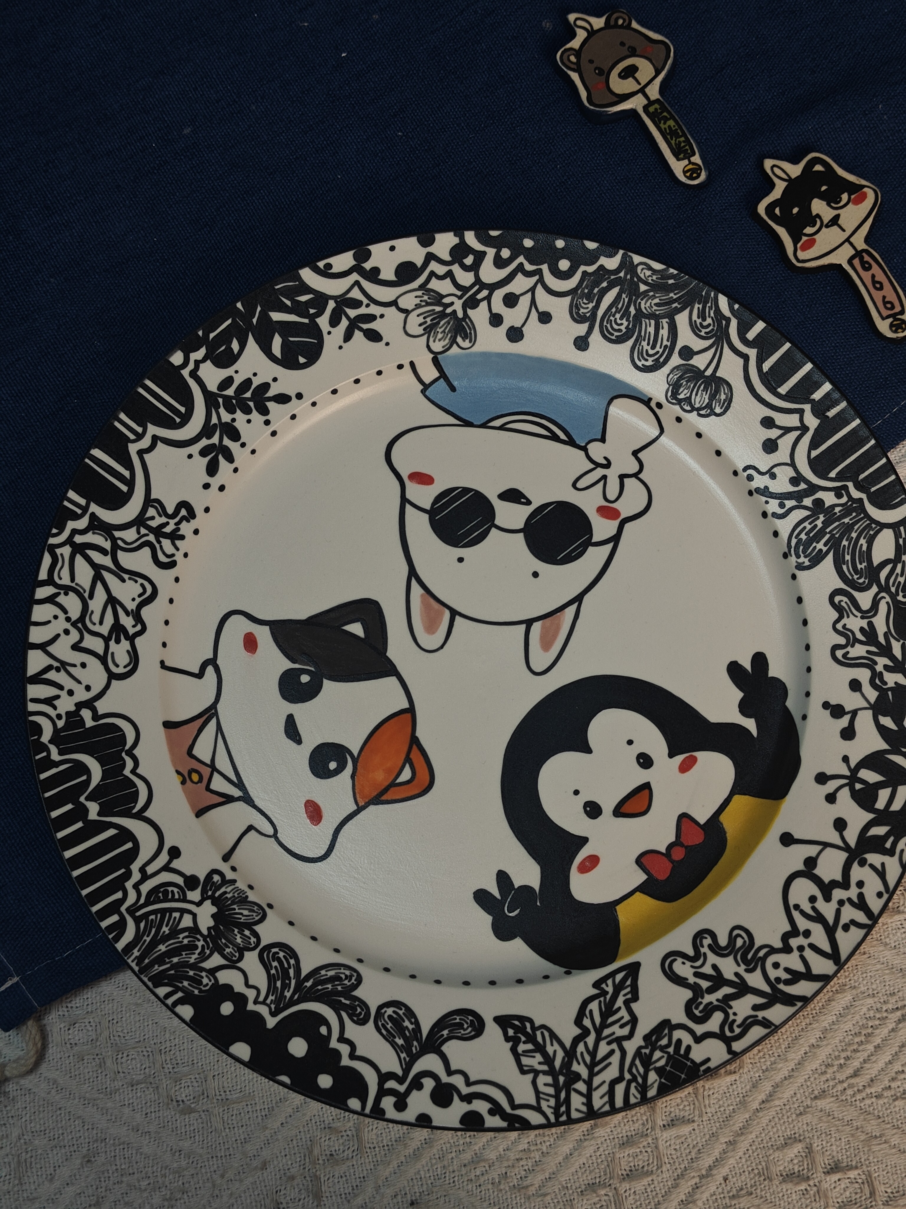 手工创意釉下彩牛排盘 西餐盘