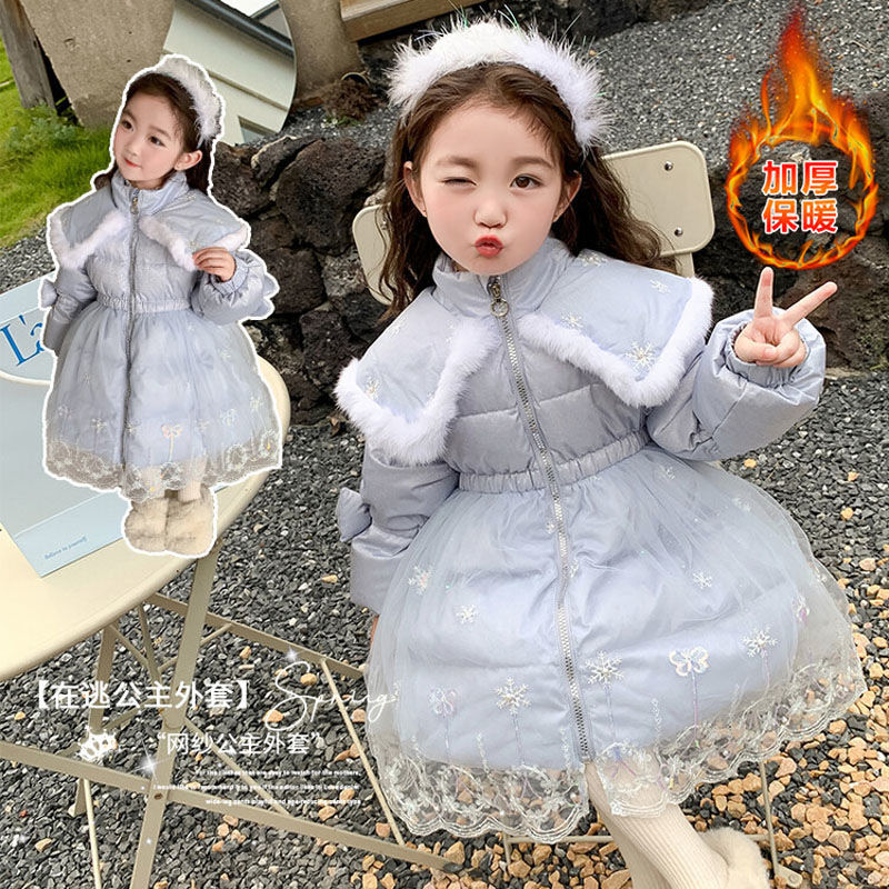 巴拉拉吧女童棉衣棉服冬装2023新款儿童棉袄冬季加厚外套女孩爱莎