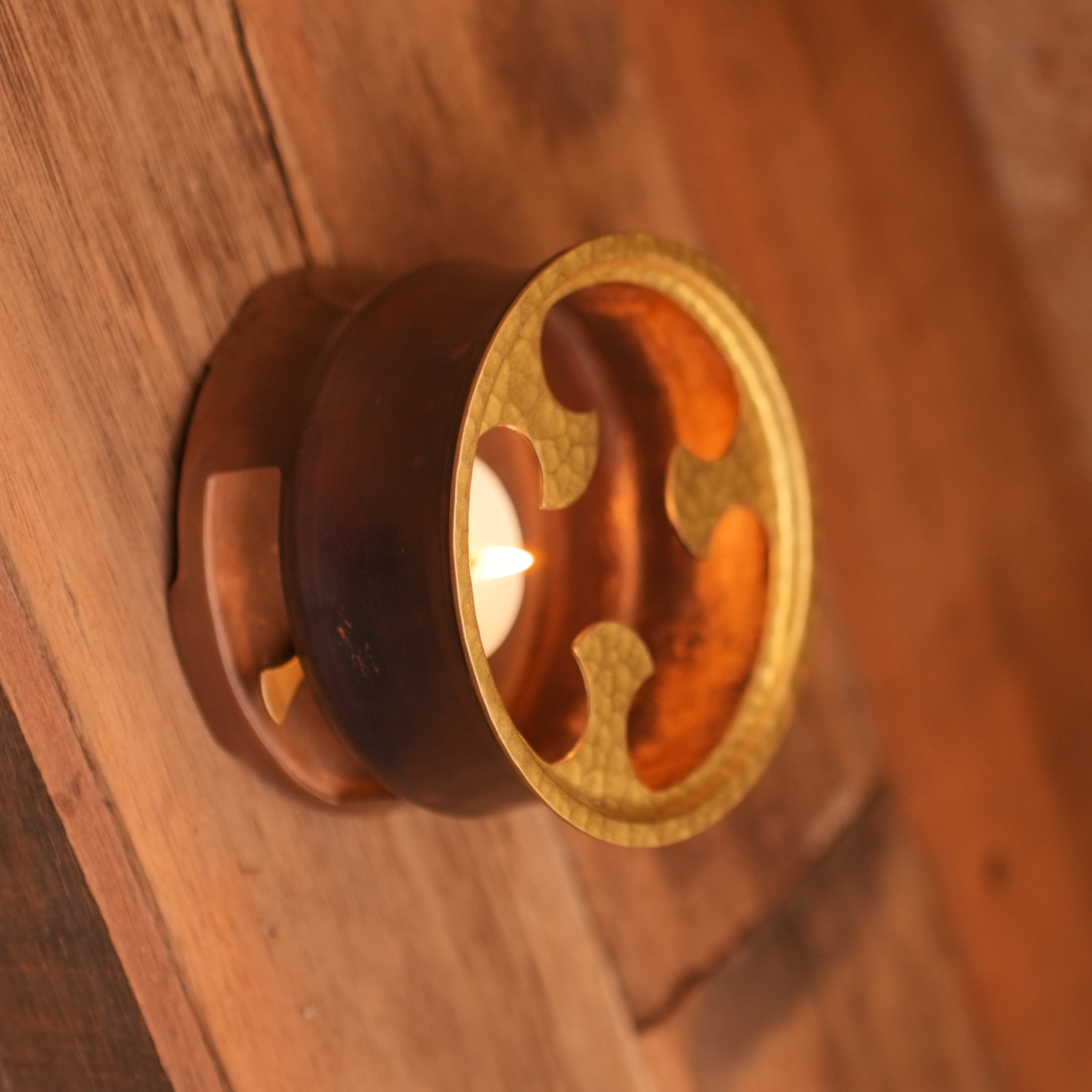 【小田甄陶】竹节蜡烛温茶炉（春喜铜0270）