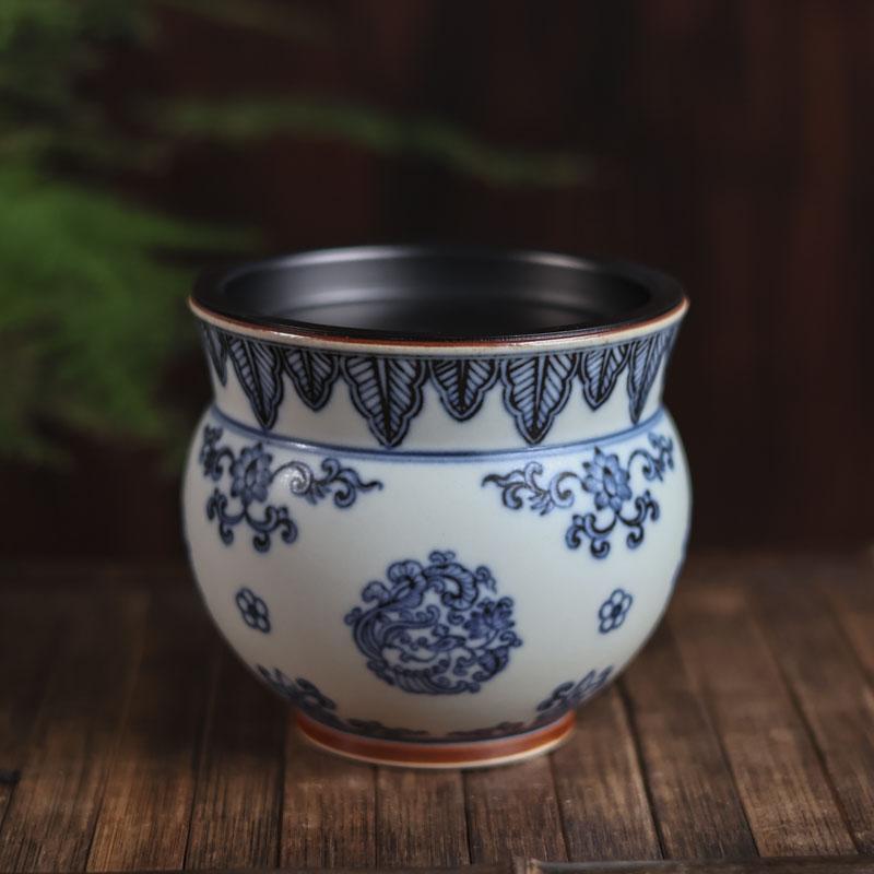 【小田甄陶】腰鼓型团凤-墨冉-渣斗(380ml)（新墨冉0125）