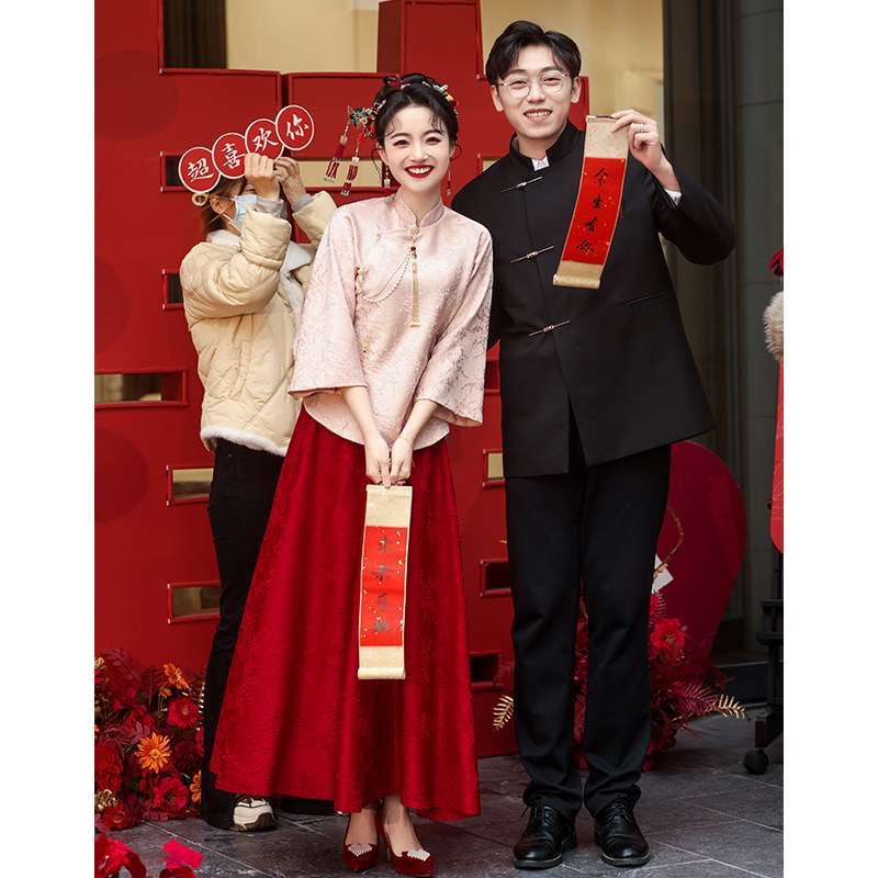 孕妇敬酒服2025新款新娘结婚订婚礼服女大码胖mm新中式婚服遮肚子