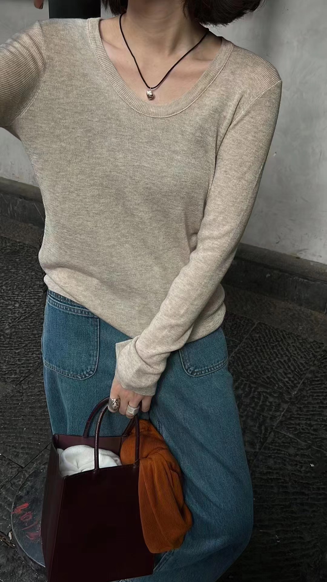 纯欲风打底圆领毛衣