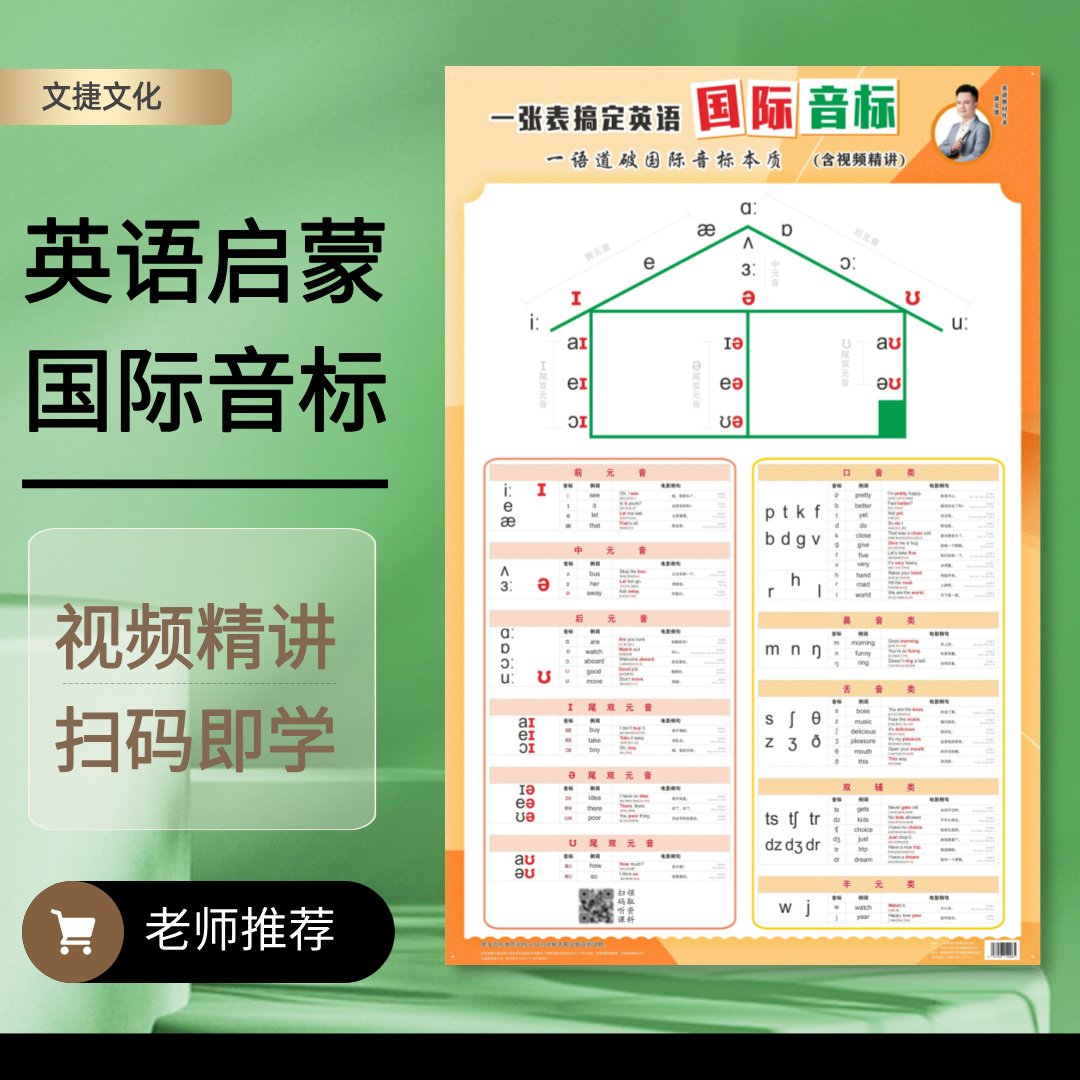 （含视频精讲）一张表搞定英语48个国际音标 康文捷英语挂图