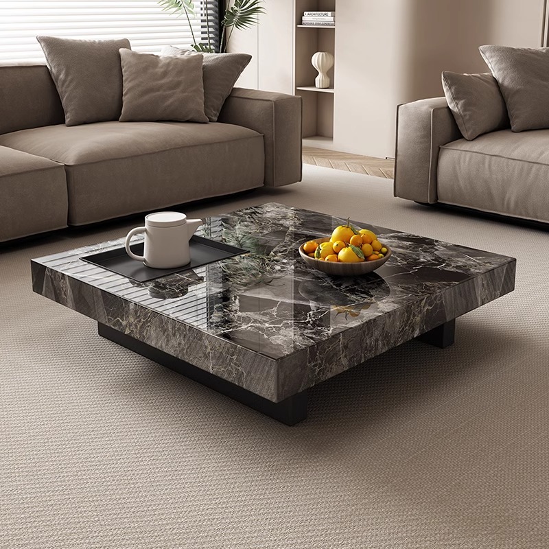 轻奢极简岩板茶几意式极简茶几现代大小户型客厅网红方形茶几