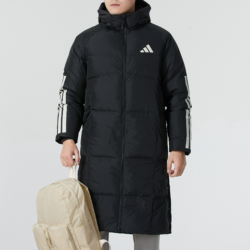 【达人专属】阿迪达斯男连帽羽绒服新款保暖长款运动服棉羽JG3840