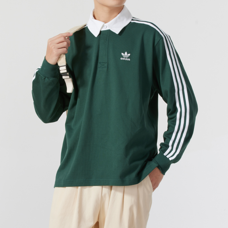 【达人专属】阿迪达斯三叶草长袖POLO衫男2025新款休闲卫衣IZ2468