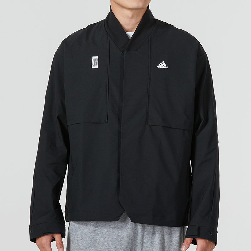 阿迪达斯男装新款wuji运动服休闲舒适防风透气针织夹克外套H39338
