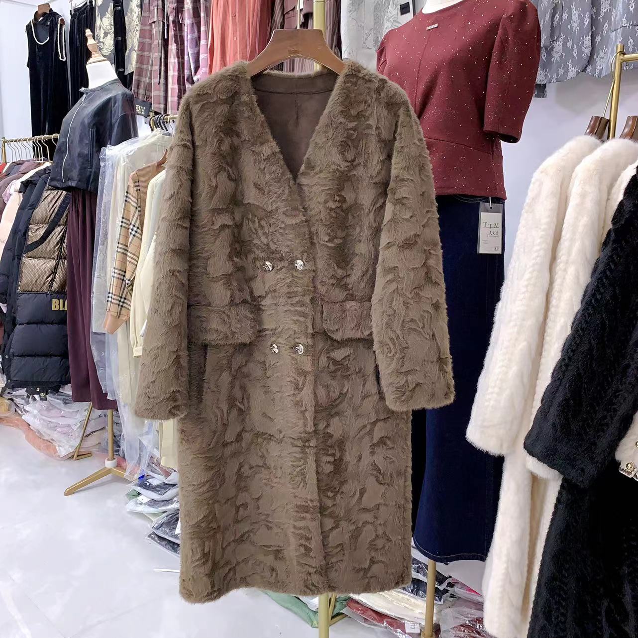 冰25212咖啡长款一体外套