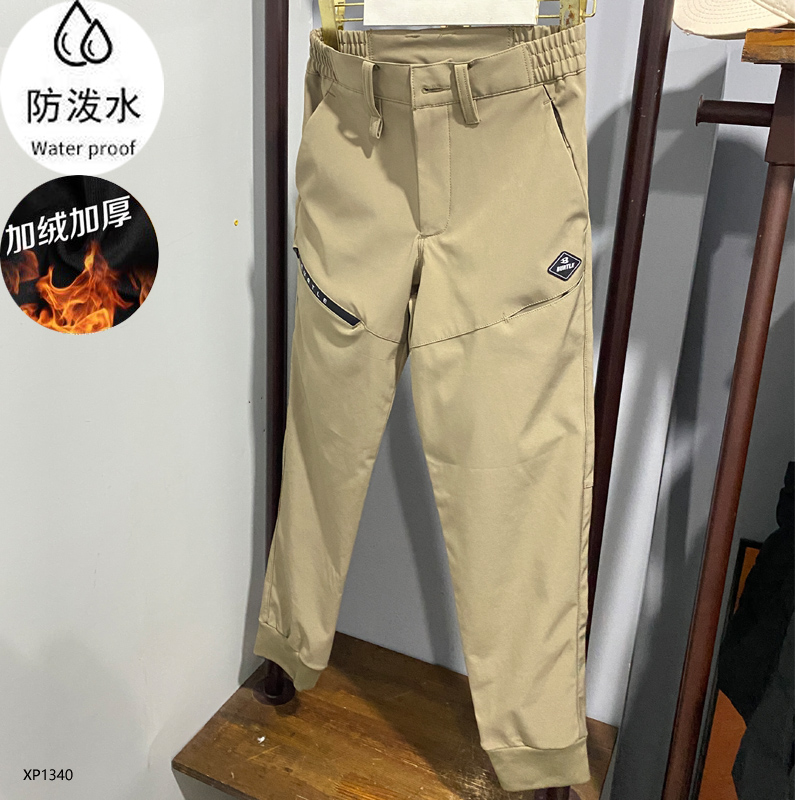 裤子男士休闲裤户外防水加绒加厚防风保暖秋冬季防泼水时尚束口裤