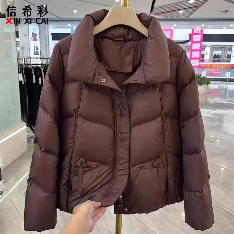 妈妈装加厚保暖羽绒服冬装洋气高贵白鸭绒外套中老年人女装棉服