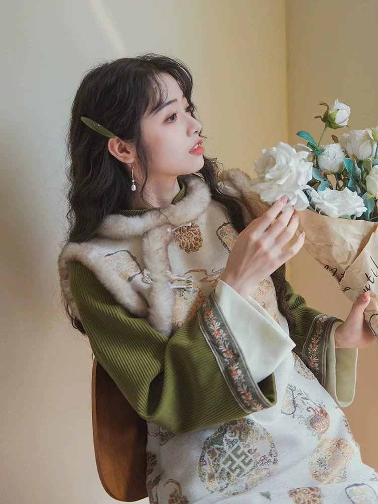 南风谷【章台柳】新中式女装温婉复古改良旗袍马甲连衣裙国风套装