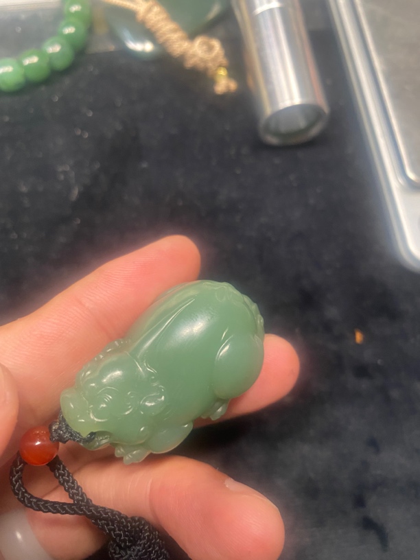 和田玉碧玉貔貅挂件