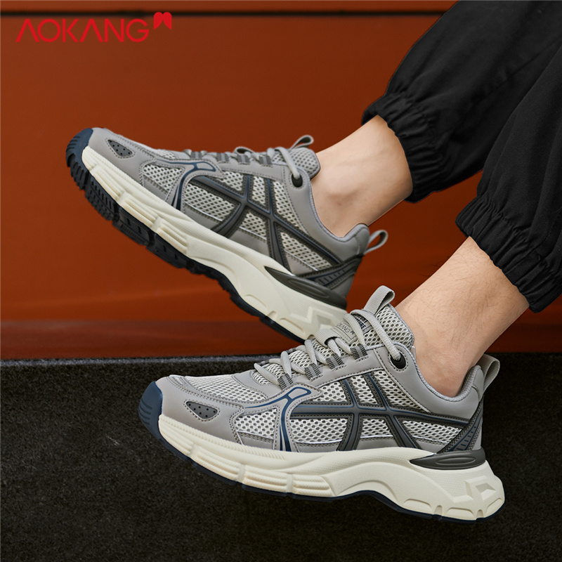 Aokang/奥康2025夏季新款时尚百搭潮鞋厚底跑步男士休闲老爹鞋