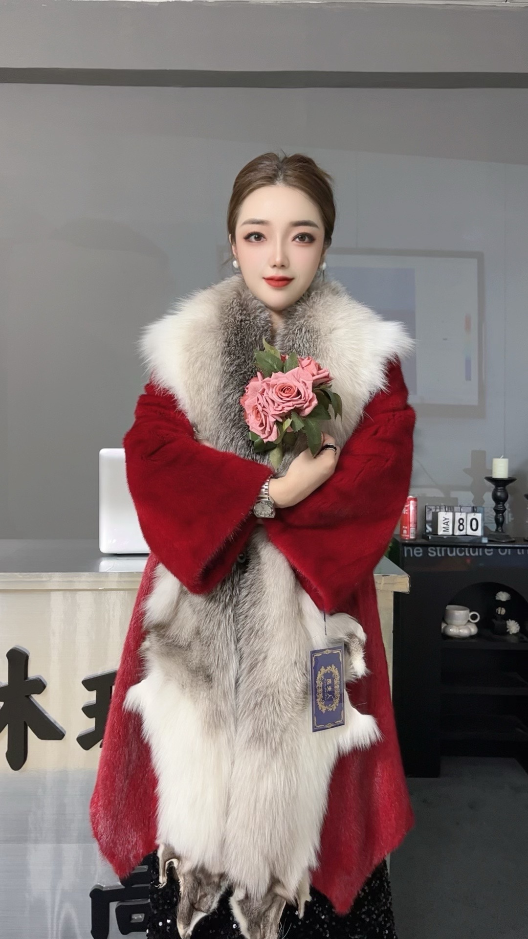 2025年貂皮琳琳走秀高定女士高奢气质真毛外套