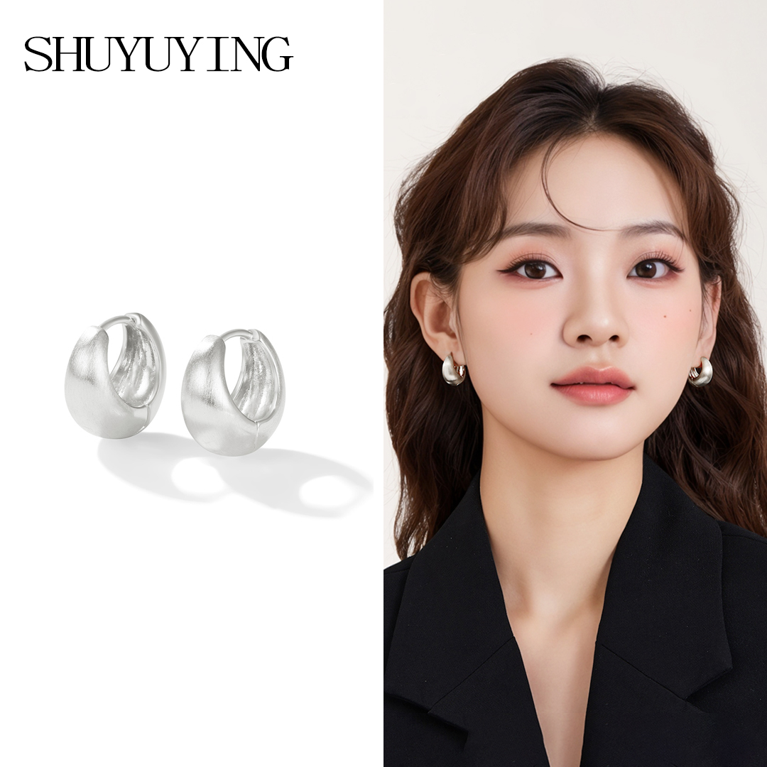 铜合金耳饰 925银针手工拉丝高级感耳饰 轻奢百搭设计感耳扣A530