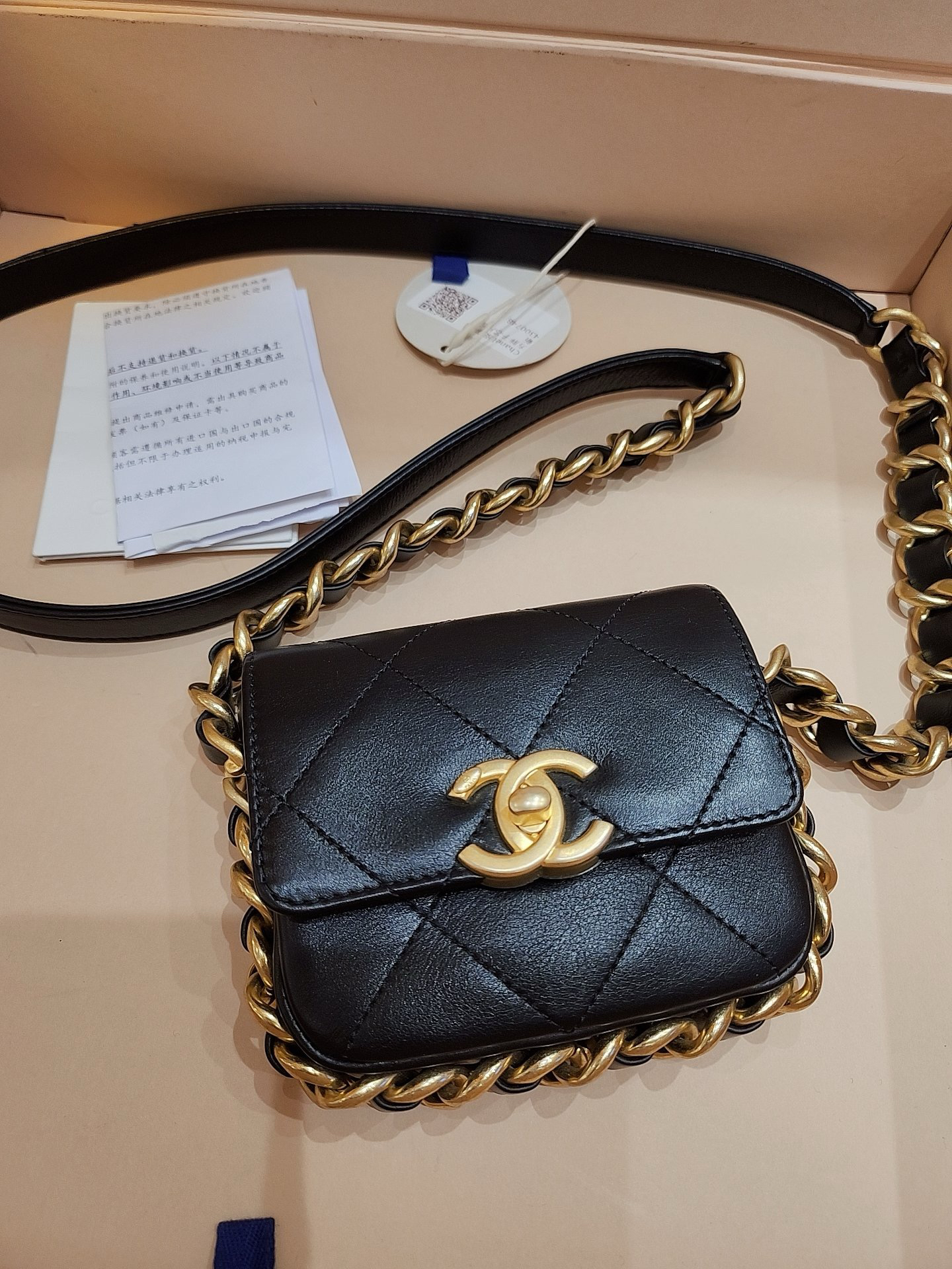 全新未使用 Chanel/香奈儿 全新未使用chanel黑金 宽肩带 票价3万