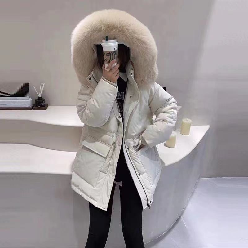 波司澄羽绒服女短款2023新款网红大毛领韩版宽松加厚白鸭绒冬装反