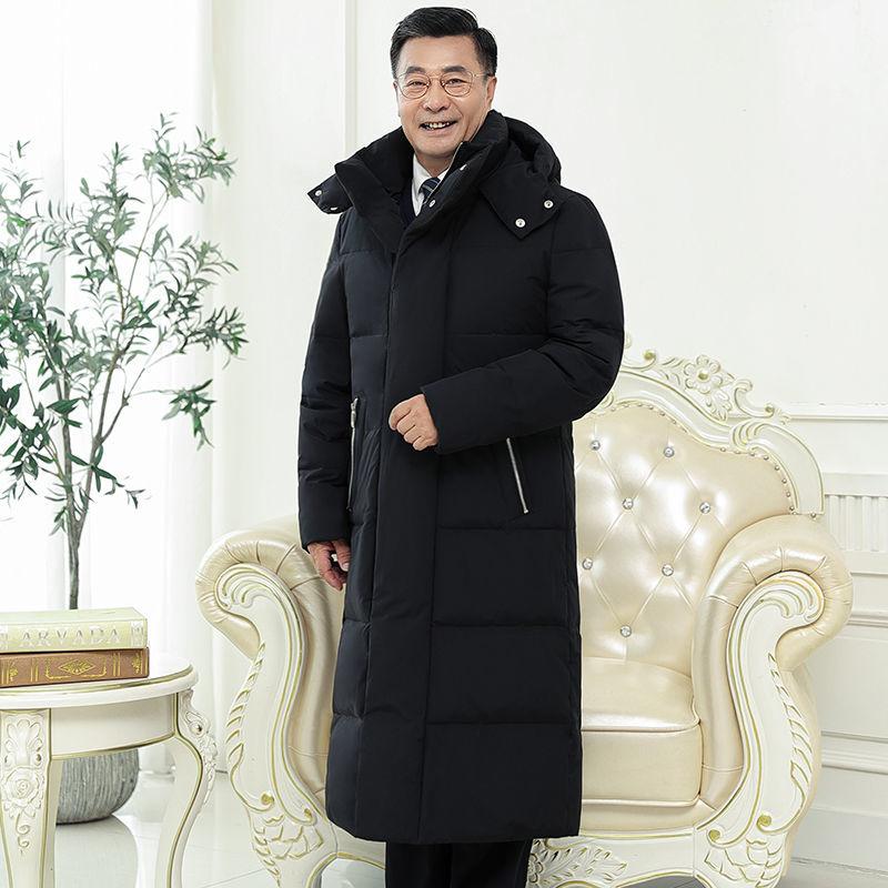 波司澄冬装中老年羽绒服男中长款大码加厚修身爸爸装外套50岁过膝