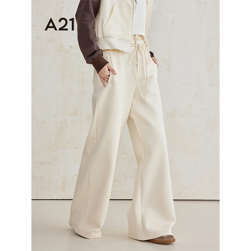 A21女装高腰阔腿针织休闲裤F443236012