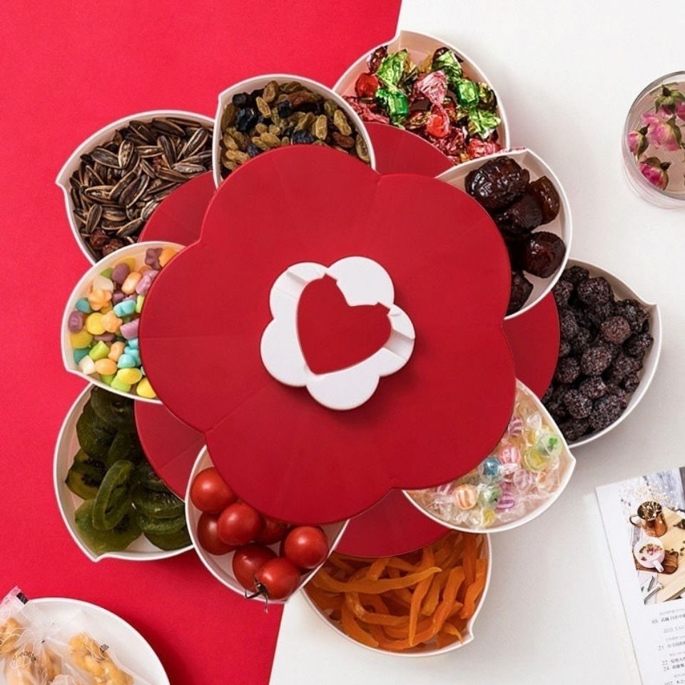 新年结婚礼品桌面多功能分格双层收纳盒家用糖果干果零食水果盘