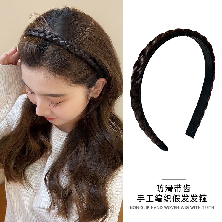 韩版麻花辫子发箍增发量手工编织女防滑头箍压发刘海发卡气质发饰