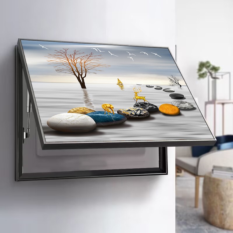 【时来运转】电表箱装饰画免打孔遮挡强配电箱电闸挂画轻奢