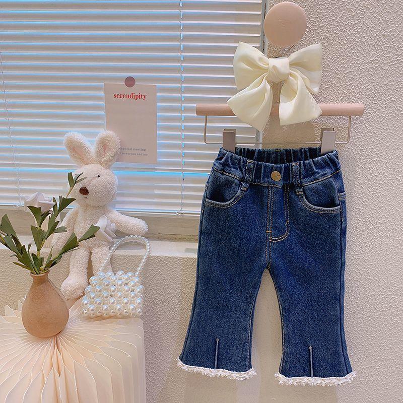 童装女童2022新款秋冬装女宝宝韩版小香牛仔裤儿童喇叭裤小童长裤