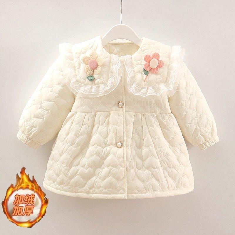 女童外套2023冬季新款女宝洋气夹棉上衣小女孩加绒保暖小公主棉服
