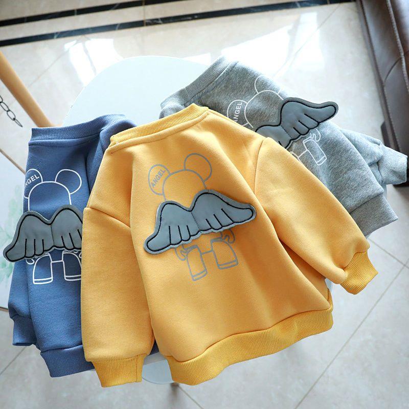 小童卫衣2022秋冬新款卡通T恤3男女童洋气加绒套头衫儿童保暖上衣