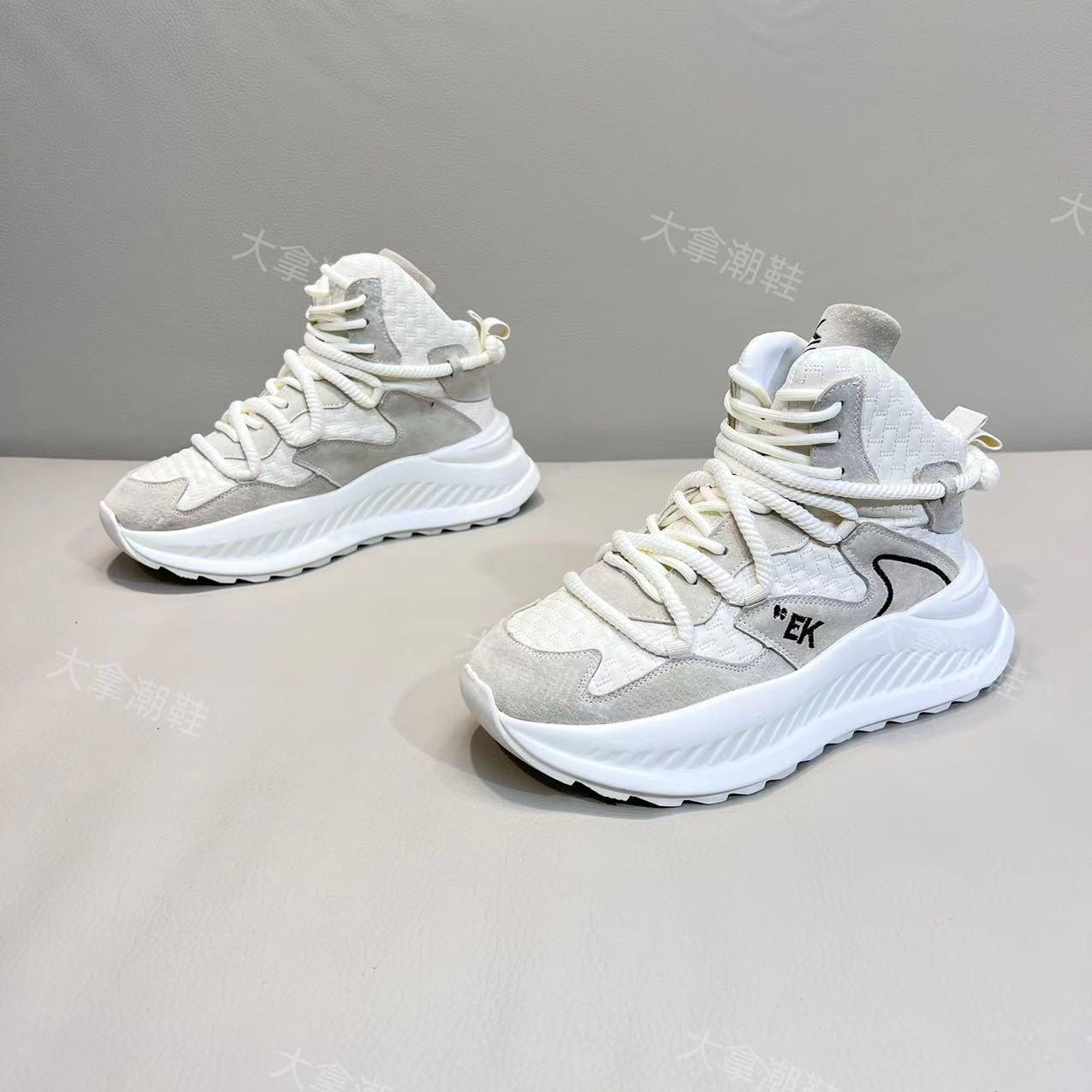 男鞋2023秋冬新款广州原版老爹鞋潮流百搭高帮软底时尚男士休闲鞋