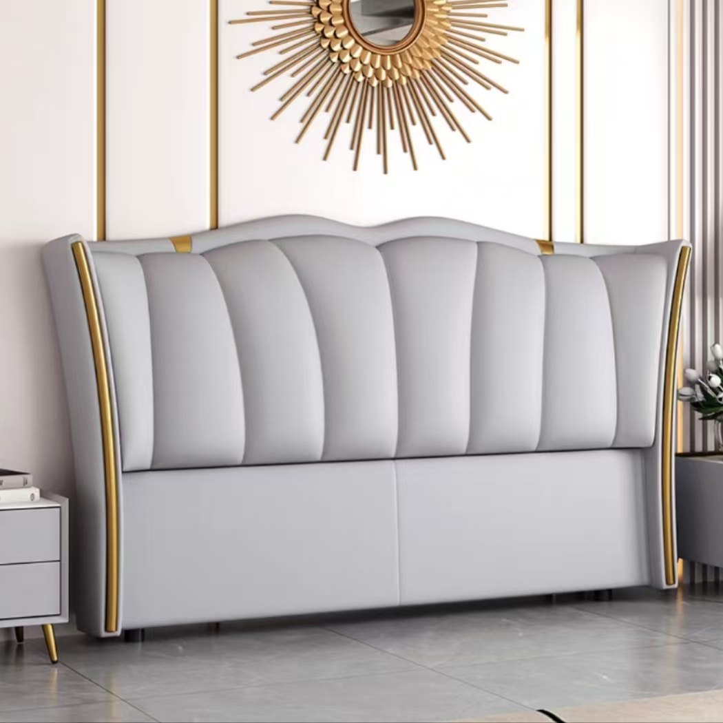 意式大软包靠背轻奢高级感硅胶皮主卧大床头北欧落地