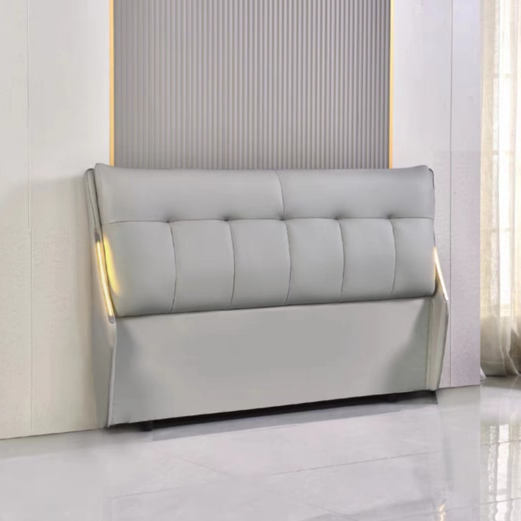 2024带灯床头时尚大气主卧高级感软包床头轻奢简约北欧靠背板