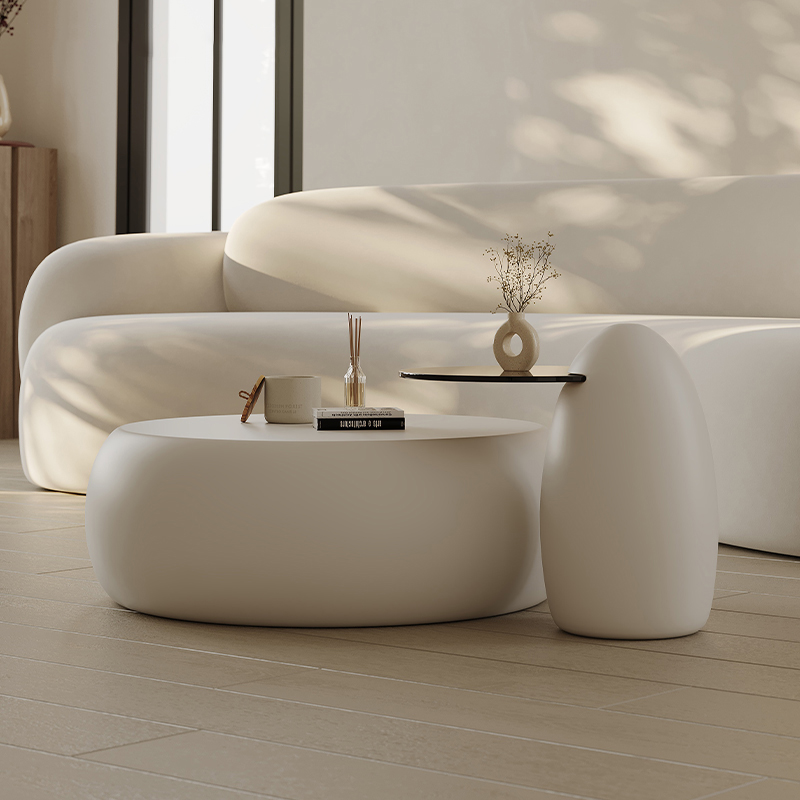 奶油风茶几象棋形桌子圆形现代轻奢客厅家用个简约小户型边几现代