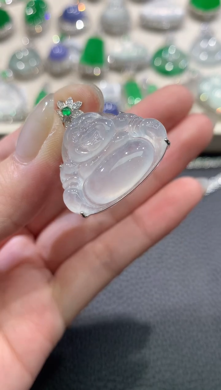 【闪购商品】翡翠吊坠(不含链)18K金镶嵌A21