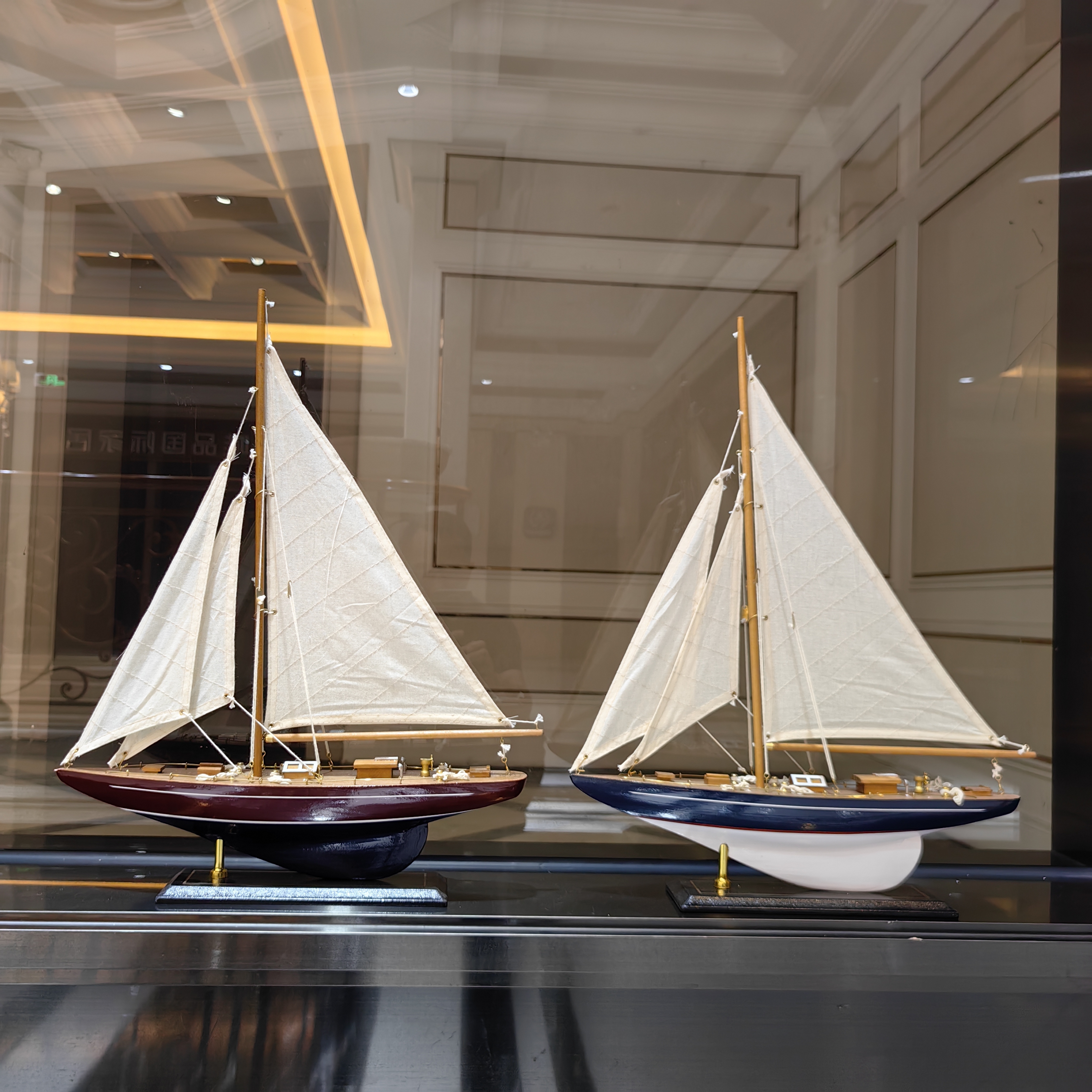 简约木质帆船模型摆件现代简单单帆帆船橱窗装饰品一帆风顺工艺品