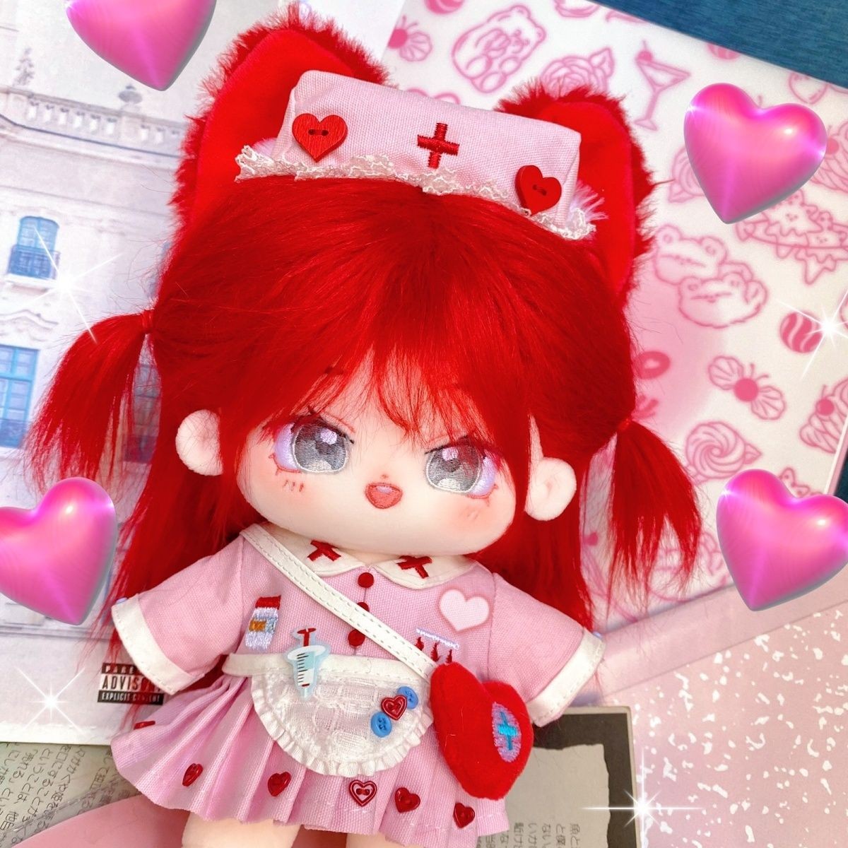 DIY原创棉花娃娃20cm小艾米炸毛裸娃毛绒玩具公仔不带衣服正版