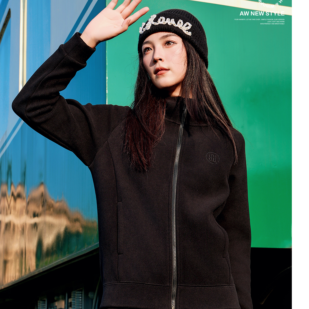 【8012-df】羊毛蚕丝防风衣连帽上衣女外套秋季新款秋冬厚外套