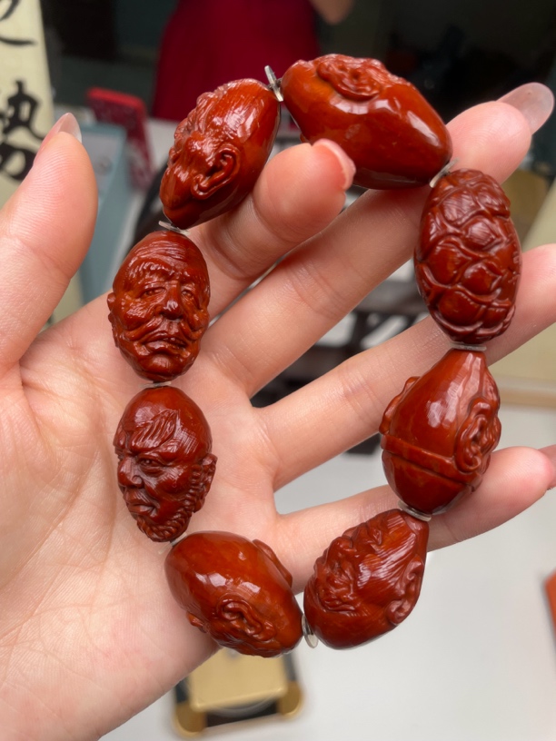 精品橄榄核 七星罗汉手串 李宁大事作品 尺寸19mm