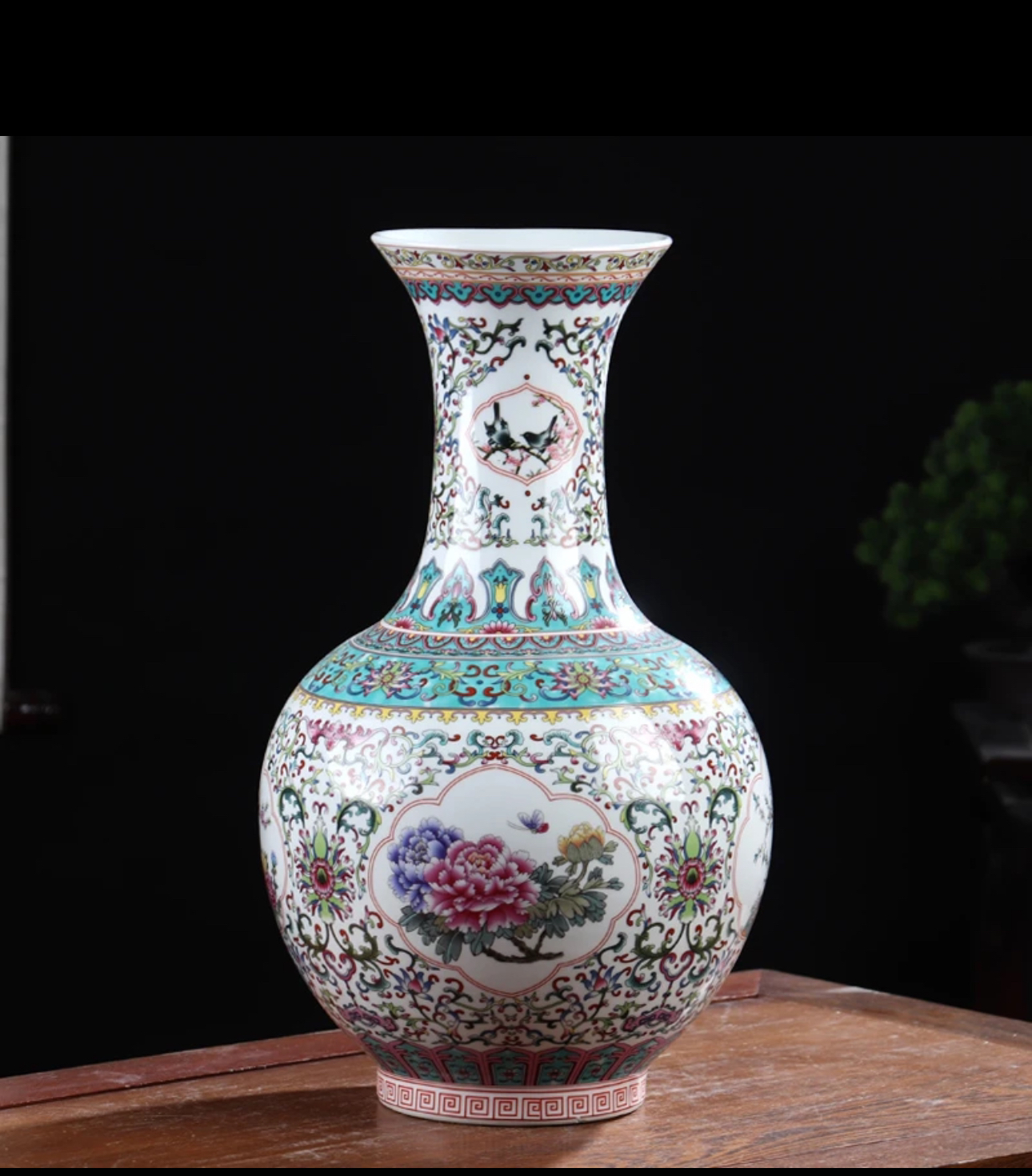 景德镇陶瓷陶瓷花瓶珐琅彩高度45厘米肚径26大号客厅高档
