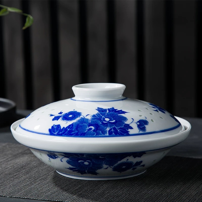青花玲珑合合器菜盘1个装XD