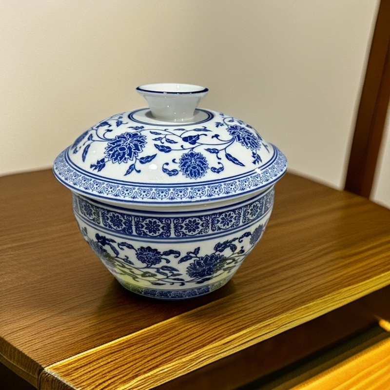 青花猪油罐大号茶叶罐XD
